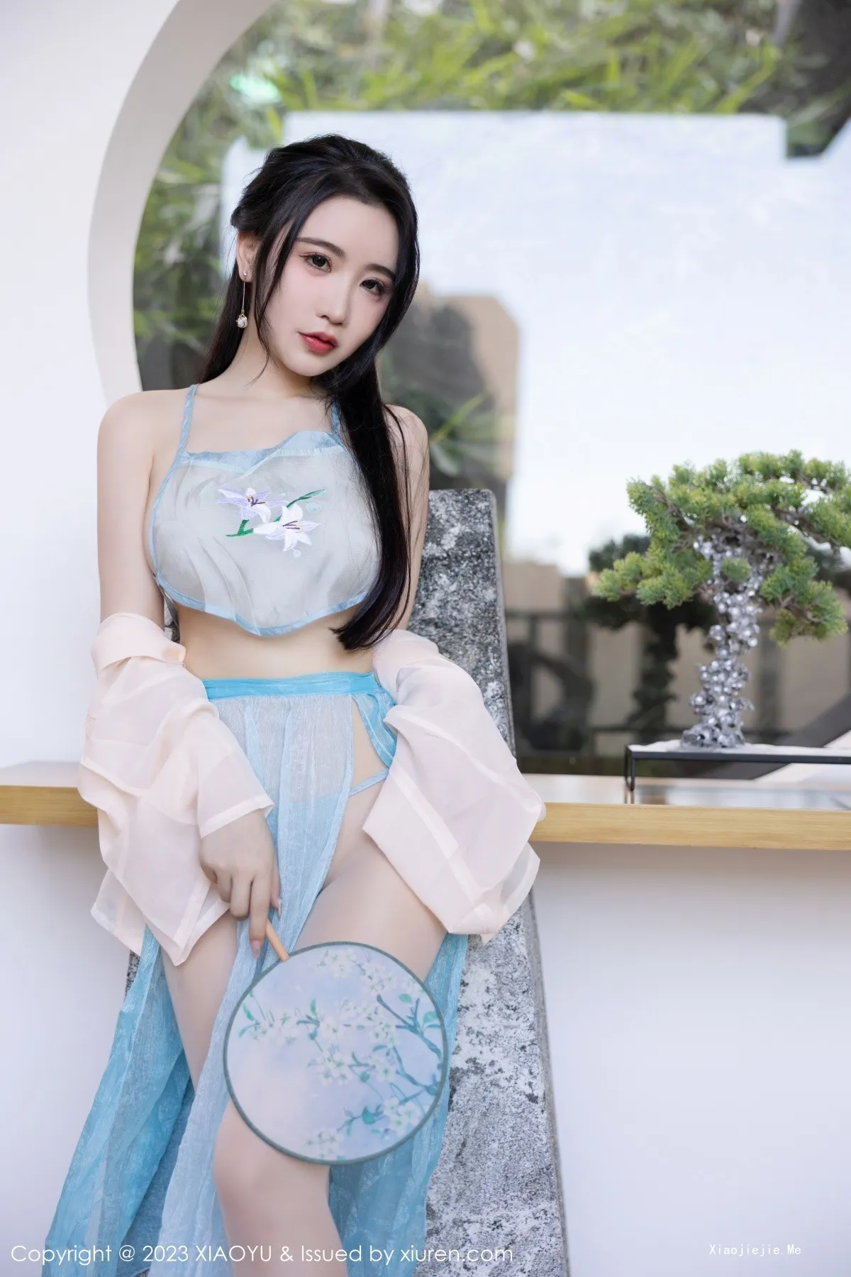 [XiaoYu画语界]Vol.1057_女神Cherry樱桃酱淡蓝古装服饰配超薄肉丝秀惹火身材诱惑写真81P